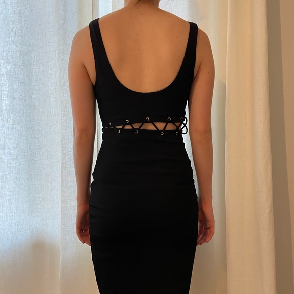 Black Sexy Ribbed Dress - Picture 3 of 5